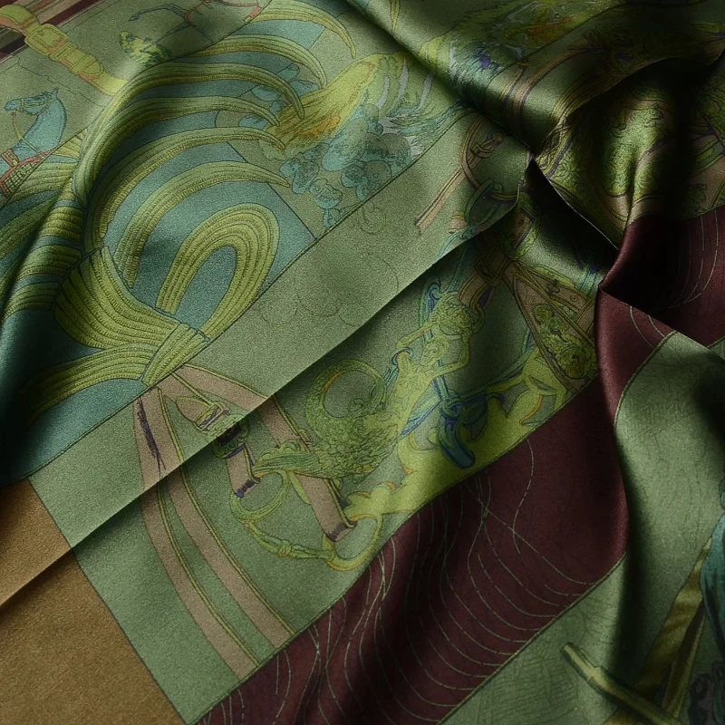 Luxury Green Print Square Scarf Simulated Silk Thin Satin Neck Scarf Elegant Ladies Professional Decorative Small Scarf 4