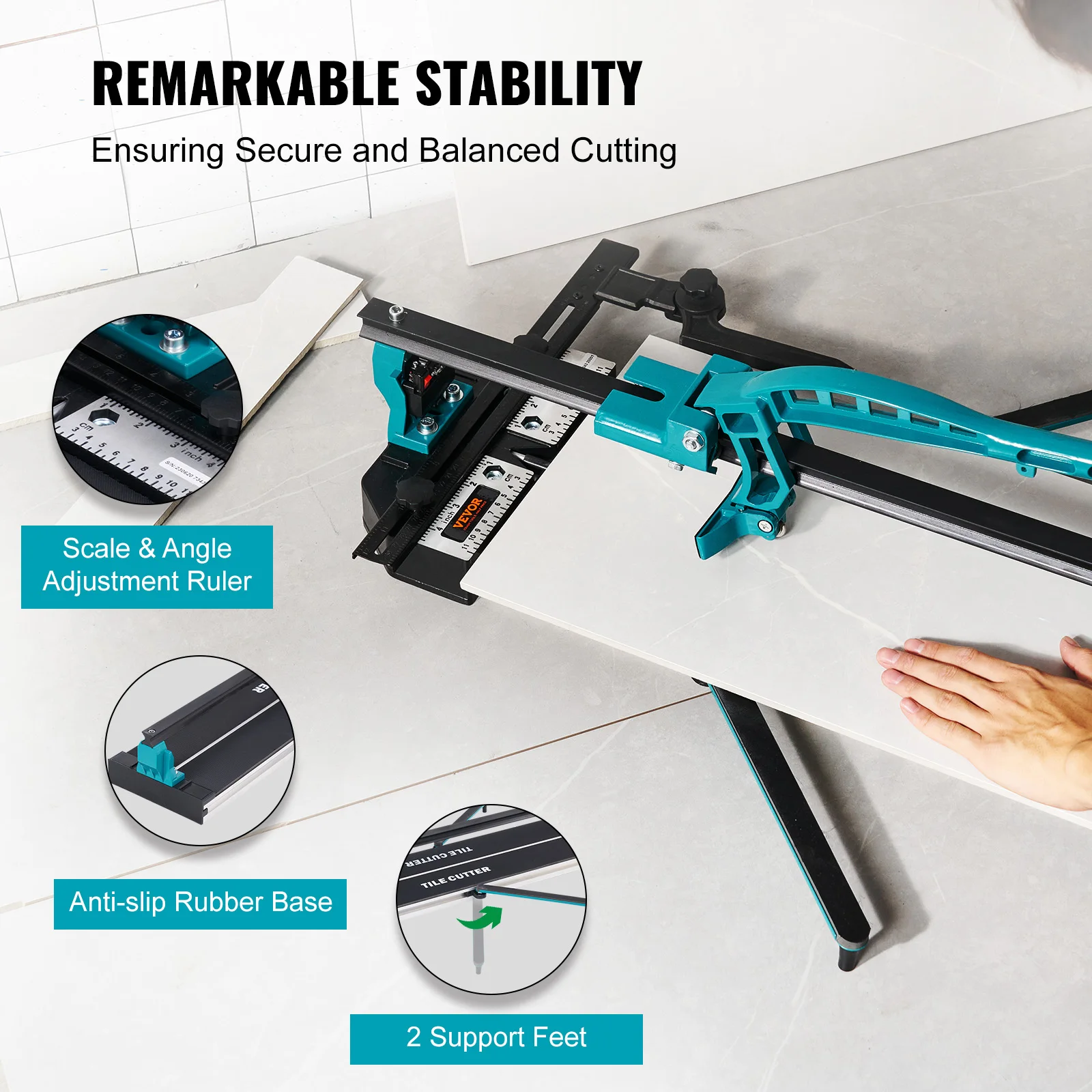 VEVOR Floor Tile Cutter Porcelain Ceramic Tile Cutter With Infrared Positioning Durable Single Rails Tile Cutters fit Beginner 4