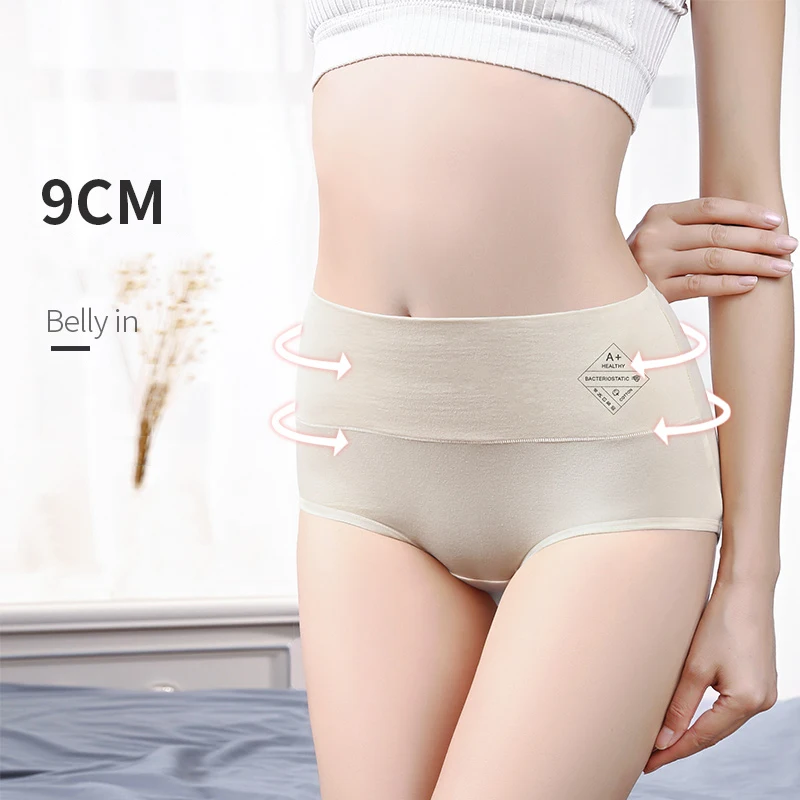 Women's Underwear,Seamless High Waist Cotton Briefs-Soft Stretchy Maternity  & Menstrual Protection Underwear-Plus Size Female Panties,for Tummy