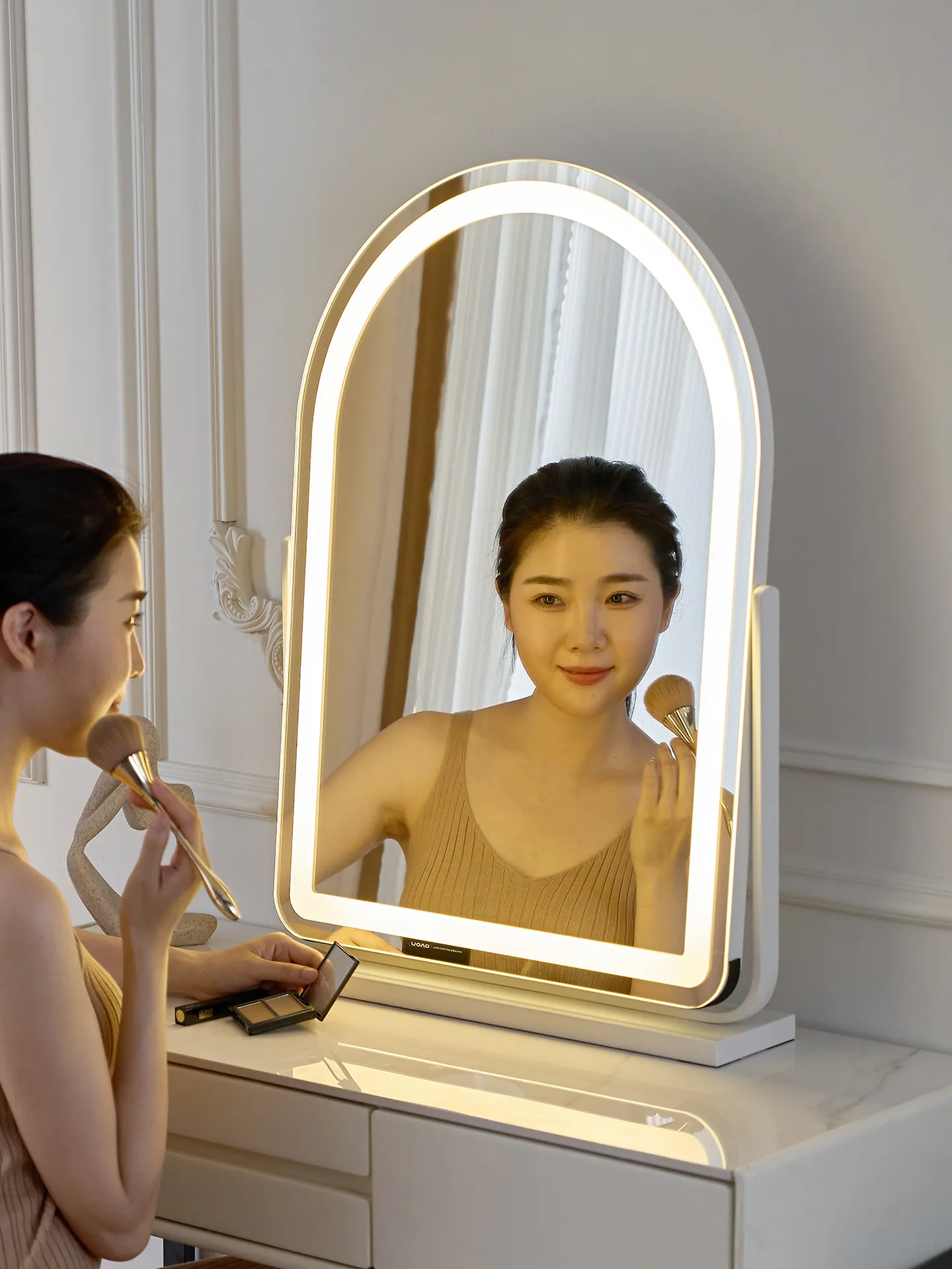 대형 아치형 LED 조명 화장대 거울, 조명이 있는 데스크탑 화장 거울, 가정용..