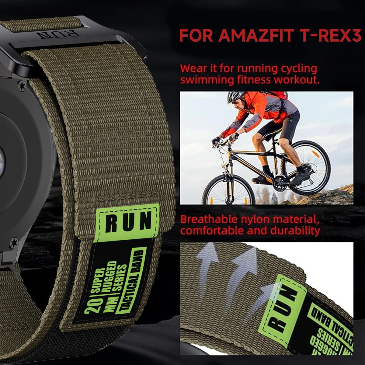 Enhanced Tactical Nylon Band - Ultra Elastic Loop Strap for Smartwatch Sport Bracelet