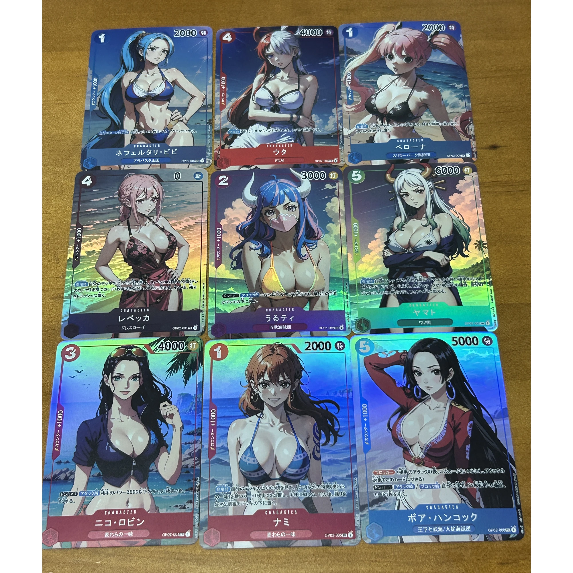9Pcs/set Diy Self Made ONE PIECE Flash Cards Nami Uta Yamato Hancock Vivi Robin Gift Toy Game Anime Collection Cards