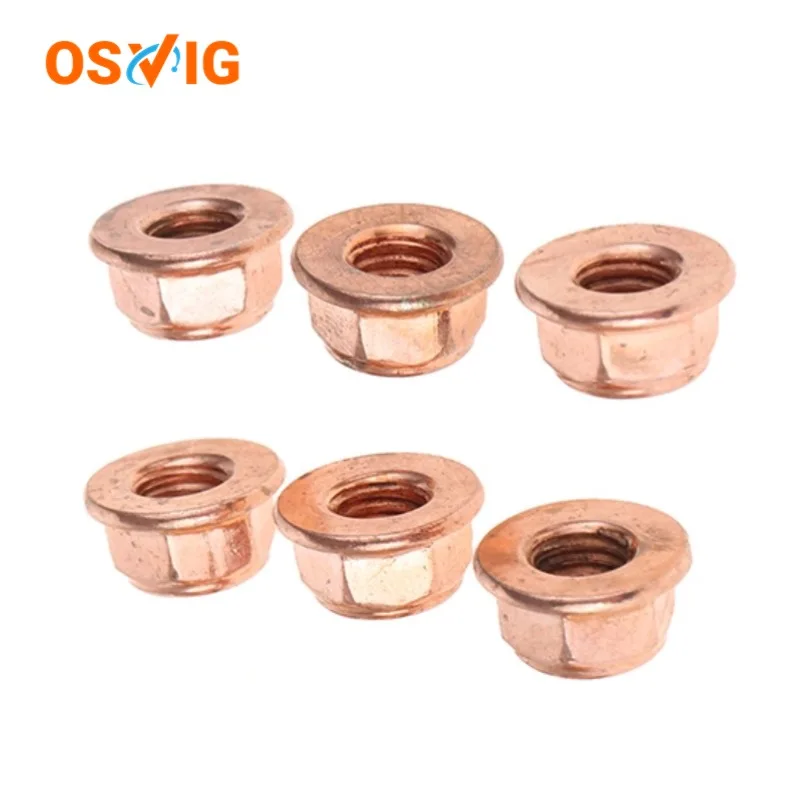 10pcs Oe#18307620549 M8 Carbon Steel Copper-plated Flange Locking Nut For Bmw Exhaust System E30 E36 E46 E34 E39 Z3