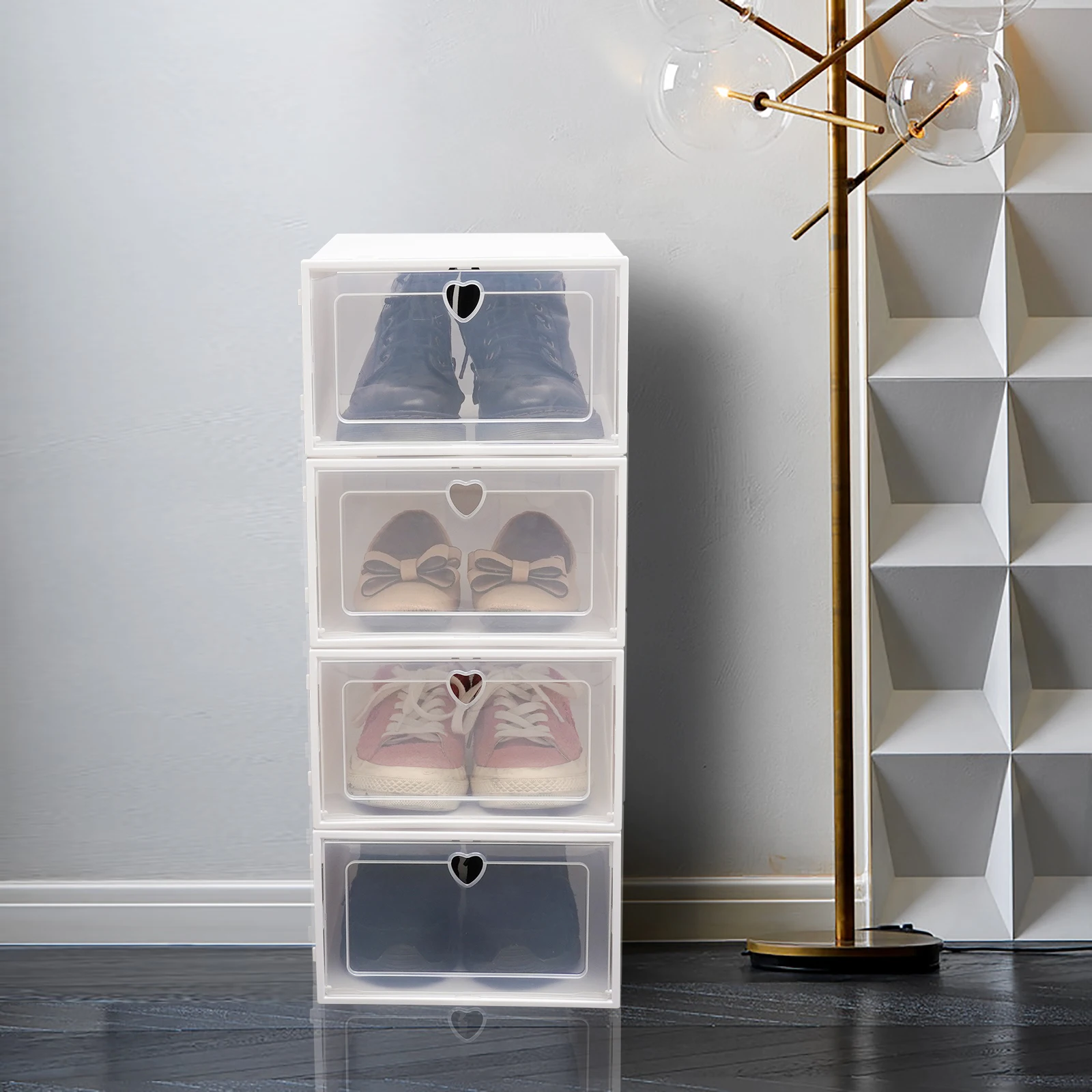 20 Pcs Shoe Organizers Transparent Shoe Rack Organiser Space Saving Boxes Stackable