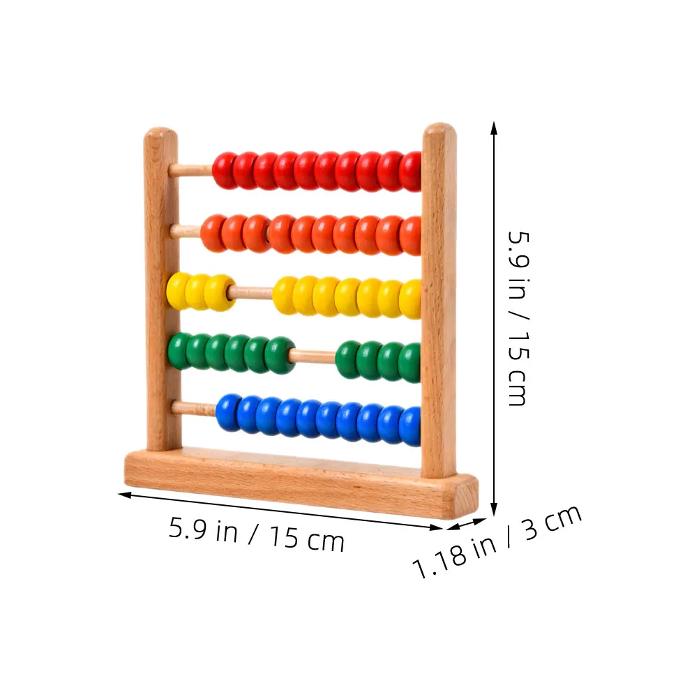 2Pcs 너도밤나무 5열 주판,  수학 학습용 어린이 계산 보조기구, 인지 발달 도구, 나무 재질