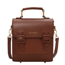 Retro Backpack Women's Bag 2021 New Belt Decoration Flip Backpack Fashionable British Style Hand Bill of Lading Shoulder Bag
