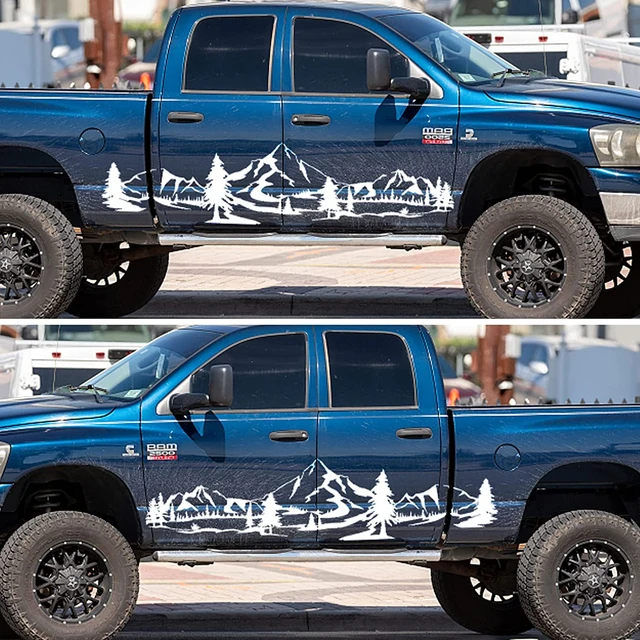 Large Car Side Decals, Mountains Car Body Stickers for SUV Truck Pickup,  Mountains Graphics Vinyl Stickers for Car Body Door Both Sides, Cool Car