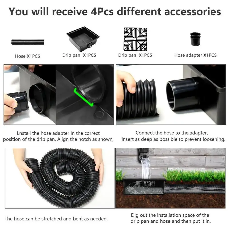 No Dig Flexible Catch Basin Downspout Extension Storm Drain Catch Basin French Drain System Pipe Garden Yard Lawn