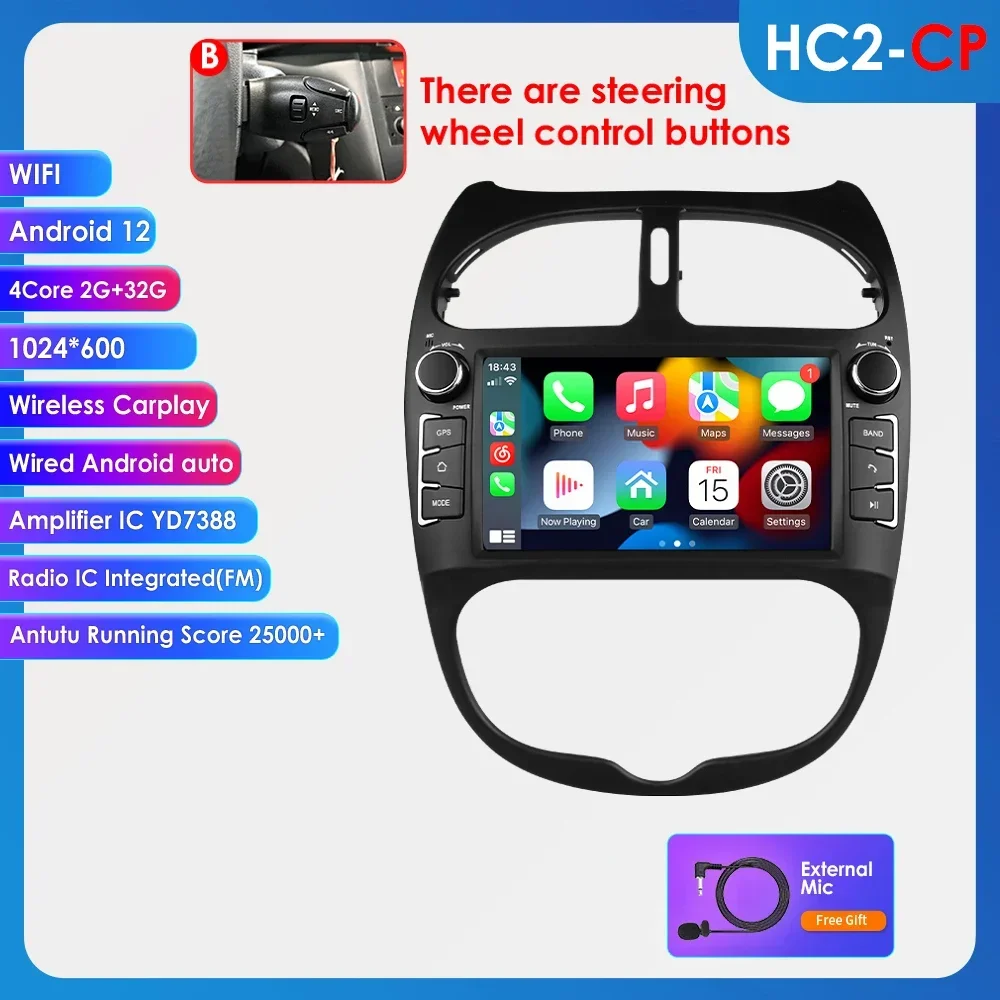 Radio Peugeot 407 Radio Android 7'' Para Peugeot 206 (2000-2008