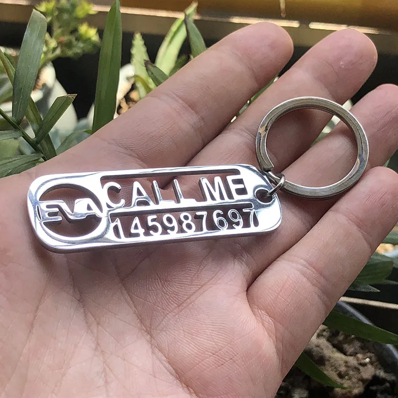 Personalized Customized Keychain for Car Logo Plate Phone Number Personalized Gift Anti-lost Keyring Key Chain Ring Gifts a normal lost phone