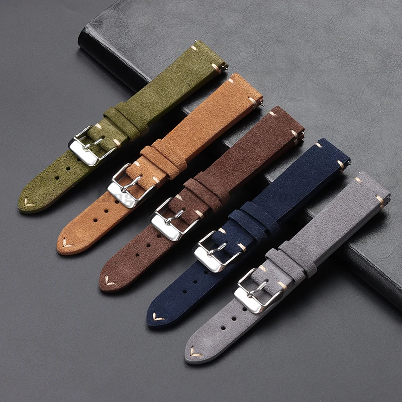 Vintage Brown Soft Suede Calfskin Quick Release Strap