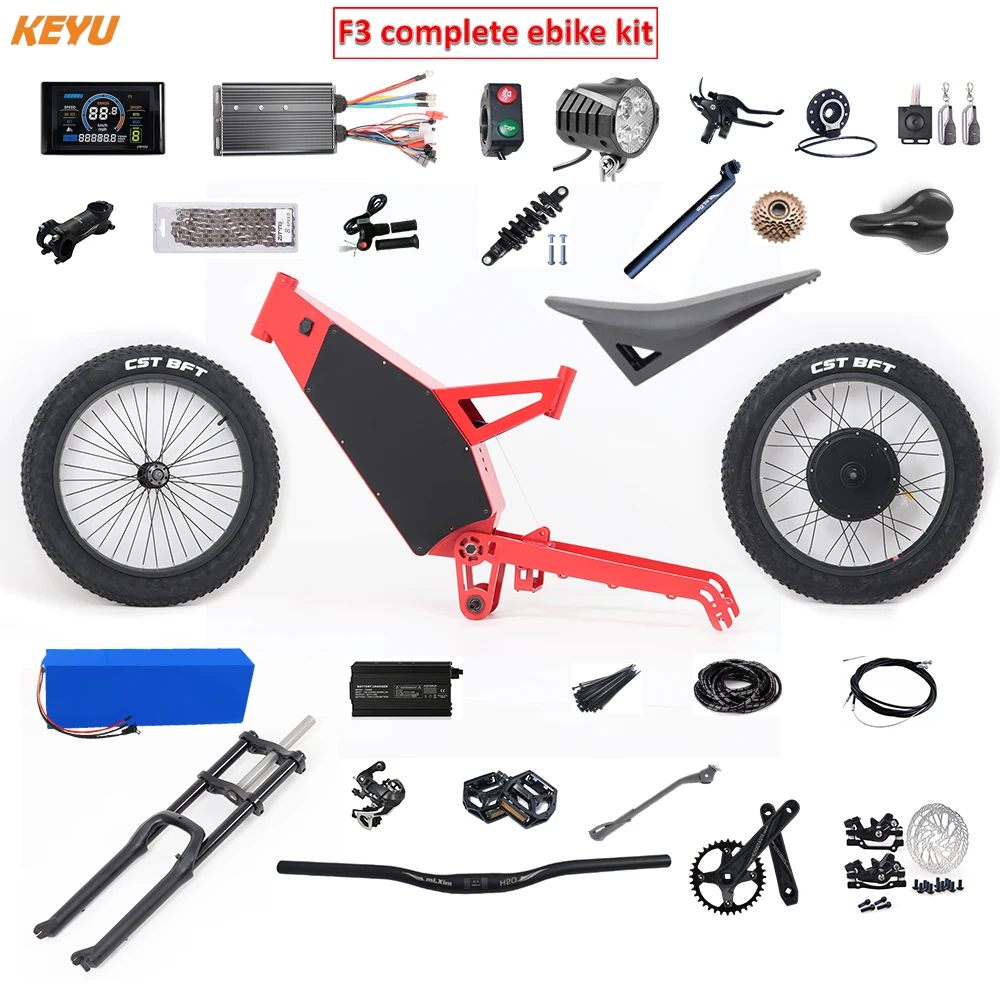 KEYU F3 enduro ebike kit 60V 3000W Electric motorcycle Complete ebike kit conversion electric bike stealth bomber