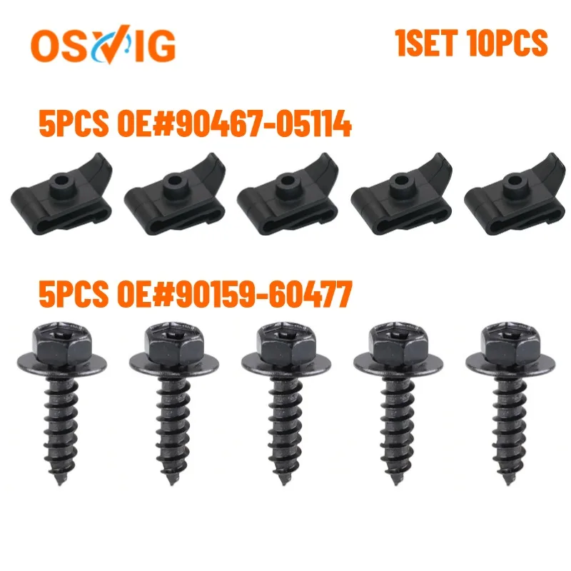 1set 10pcs Oe#90159-60477 90467-05114 Fender Liner Under Cover Wheelhouse Liner Screw Bumper Bolt For Toyota Lexus