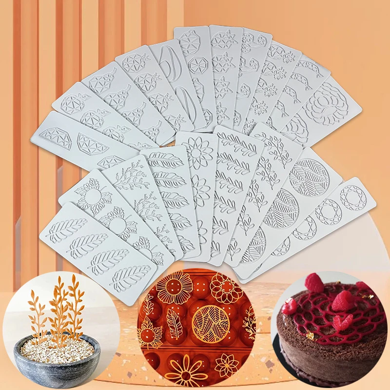 Neue Silikon-Kuchenform mit verschiedenen Blättern und geometrischen Blumen, Kuchendekorationswerkzeug, Randdekorationsform, Küchenbackwerkzeug – Detail 1