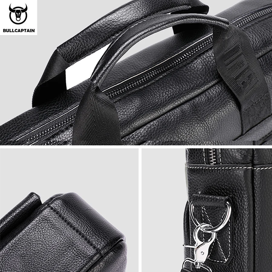 BULLCAPTAIN メンズ レザー ブリーフケース 15.5 インチのノートブック