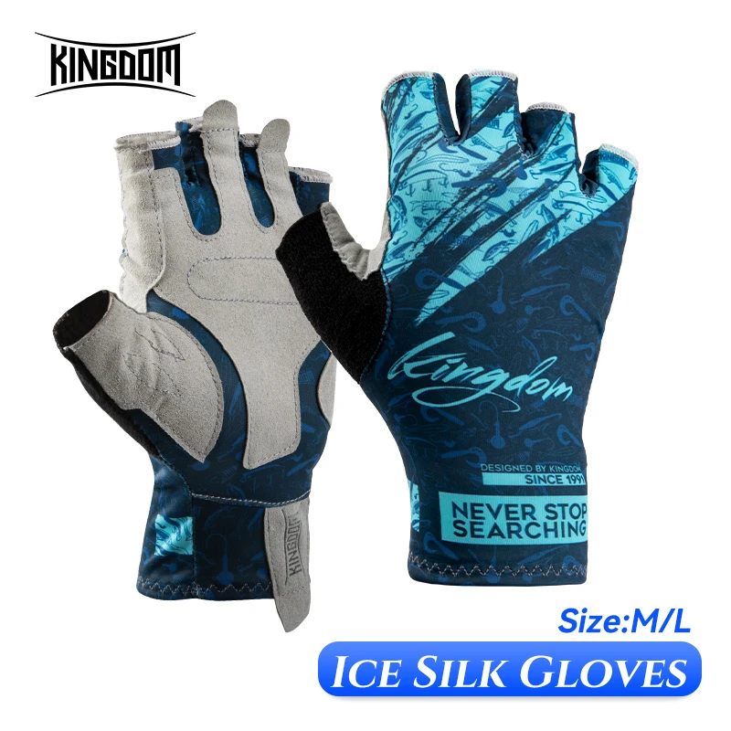 Kingdom Ice Silk Fabric Fishing Gloves Half Finger Sun Protection Double Sided Breathable Anti Slip Outdoor Pesca Fishing Gloves Fishing Gloves Aliexpress