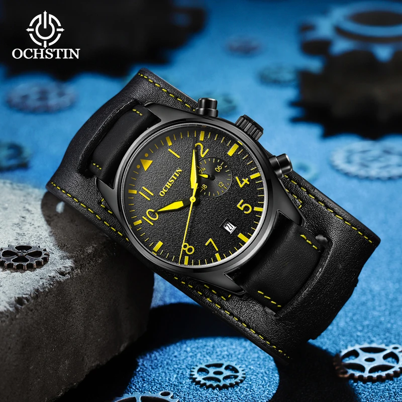 OCHSTIN Hot Model 2024 Simple Comfort Craftsman Series Men's Waterproof Watch Multifunction Quartz Movement Men's Quartz Watch