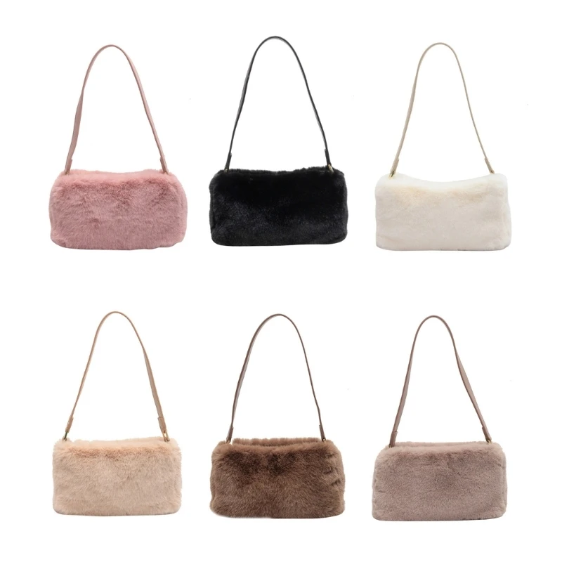 

Trendy Plush Single Shoulder Handbag Soft and Comfortable Handbag for Daily Use E74B