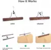5-30PCS Wooden Pants Skirt Hangers Smooth Solid Wood Non Slip Jeans Slack Clamp Hangers Hair Extension Hangers with Swivel Hook 4