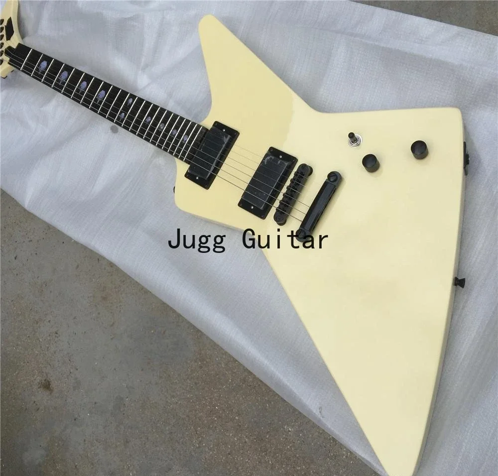 

James Hetfield Cream White Electric Guitar EET FUK Inlay, China EMG Pickups, Black Hardware, Rosewood Fingerboard