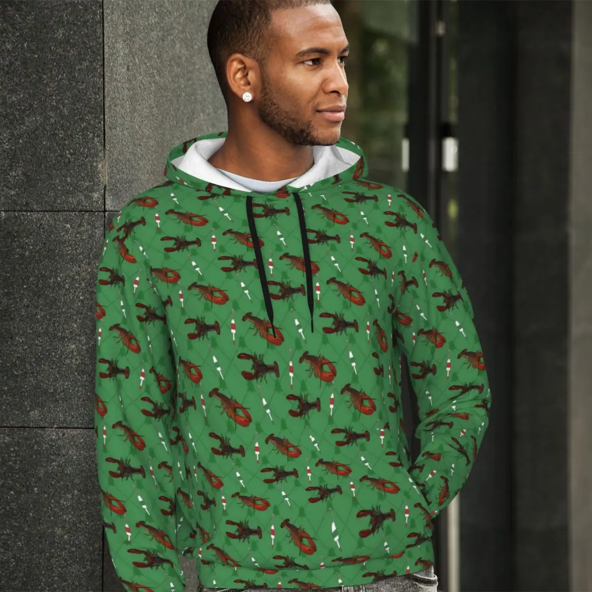 

Lobsters Casual Hoodies Male Fishing Buoys Kawaii Pullover Hoodie Winter Street Wear Basic Sweatshirts Oversized Clothing