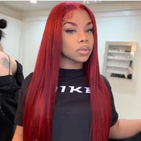 13x6 HD dentelle avant perruque perruques de cheveux humains 99J rouge bordeaux couleur HD Transparent pré plumé dentelle frontale perruques de cheveux humains droite 2