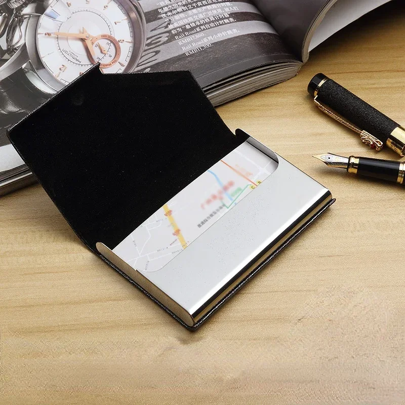 Premium Magnetic PU Leather Card Holder Wallet - Elegant Business and Fashion Accessory
