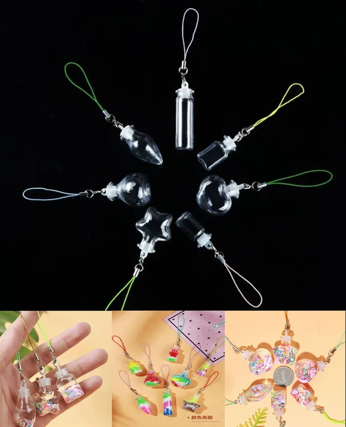 1/2X Small PET Bottles With Rubber Stopper DIY Decoration Mini Plastic Pendant Message Vial Wishing Bottles Jars Key Chain Vial