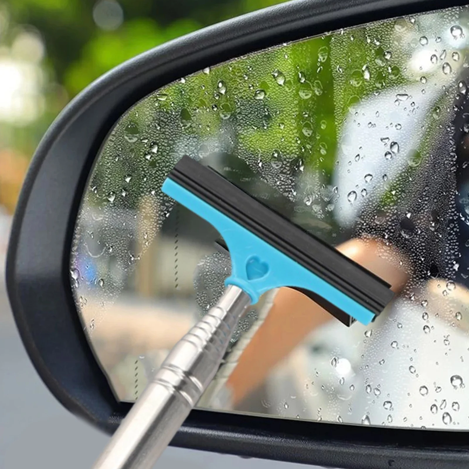 Car Telescopic Rearview Side Mirror Squeegee Glass Cleaning Tools Window-Cleaning Brush Handheld Wiper Scraper Stretchable