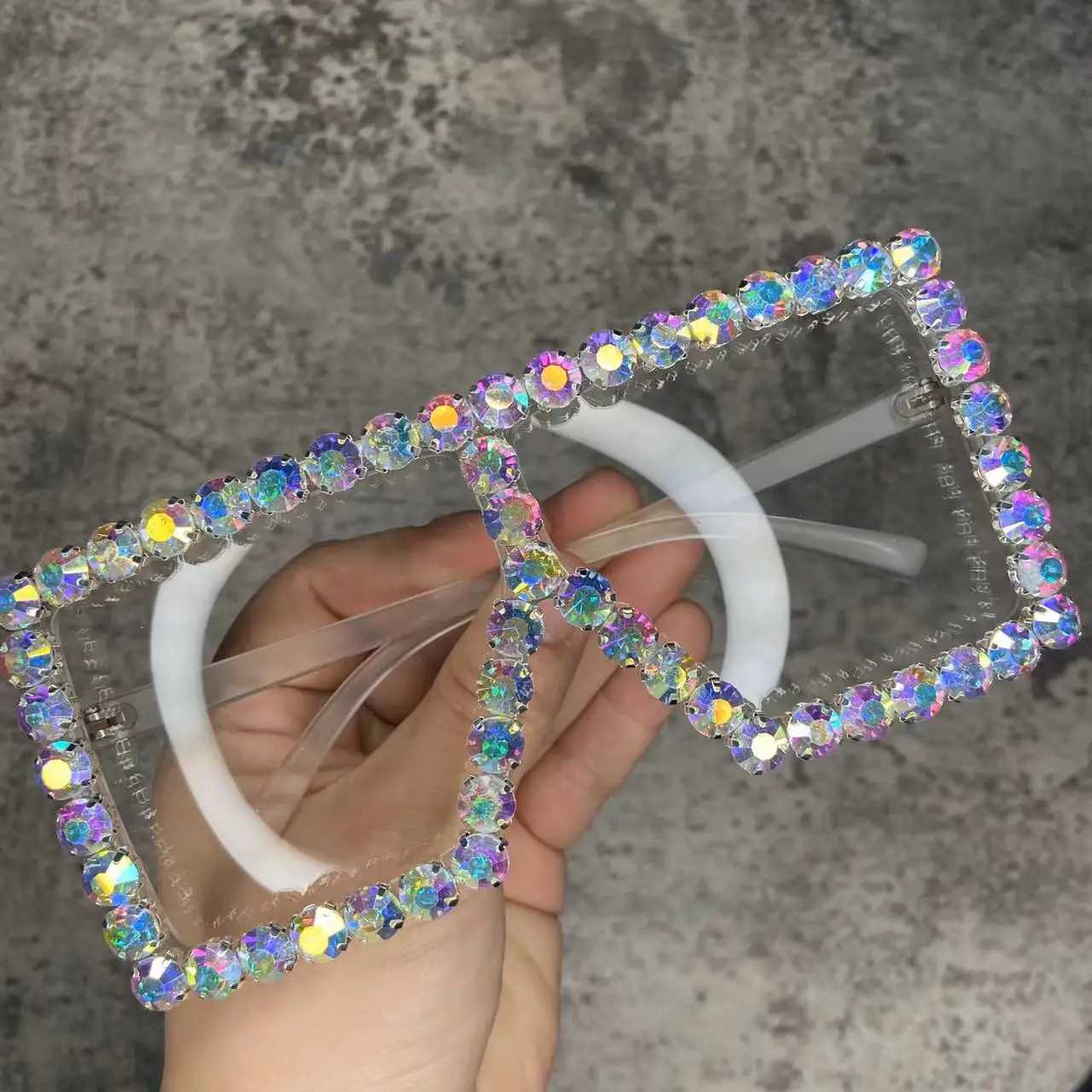 Oversized Square Frame Bling Rhinestone Crystal Brand Designer Sunglasses  For Women 2018 - Black - Blue - CD18HXHWZ84