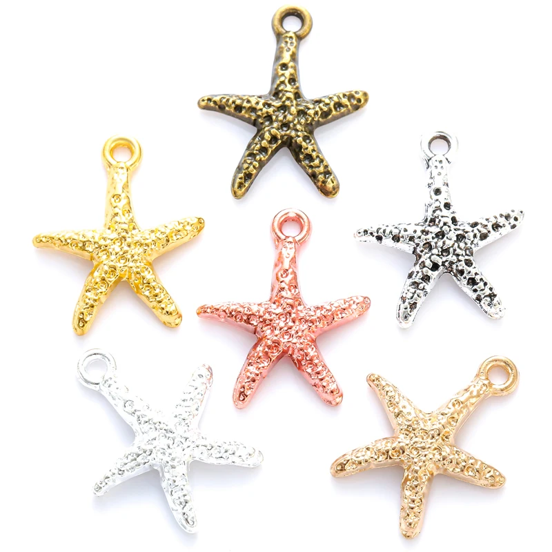 

30Pcs alloy starfish Charm Alloy Funny Marine Life starfish Pendant For DIY Making Fancy Women Jewelry Accessories 16*14mm