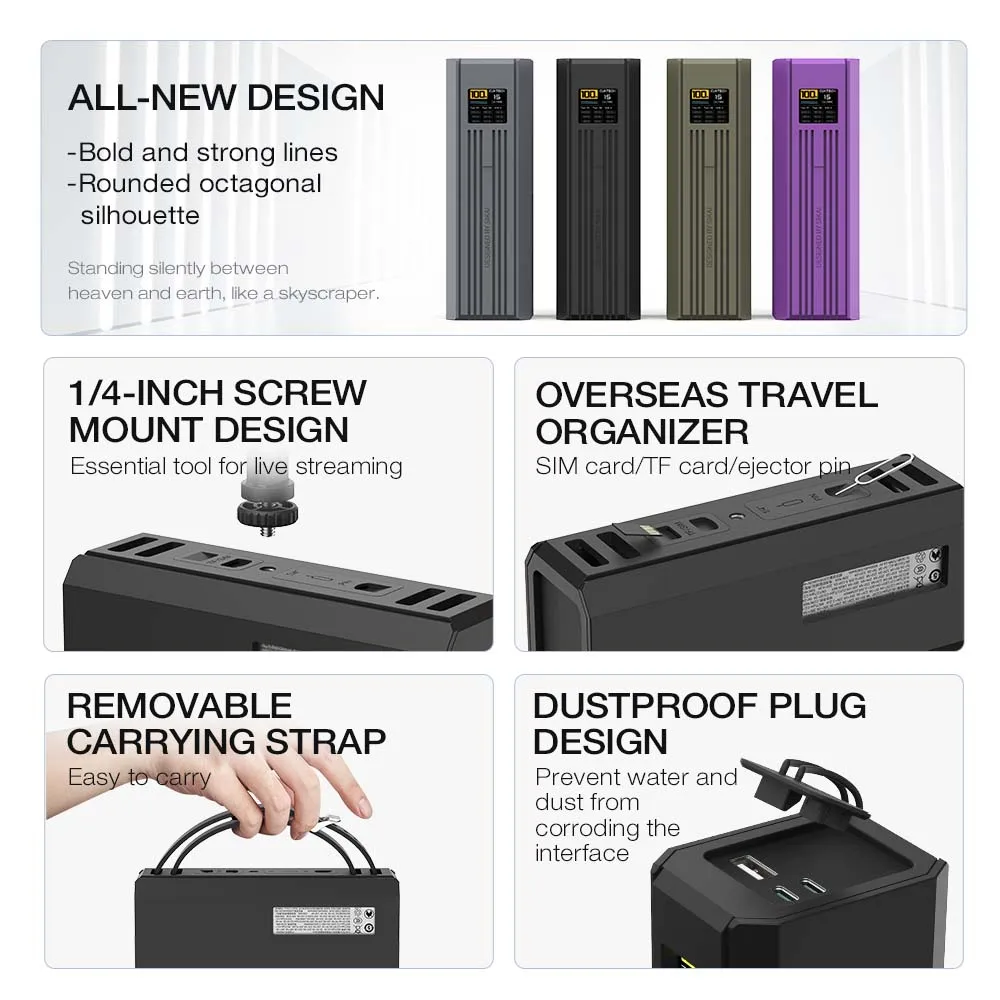 Silicone Case for CUKTECH No.15 Ultra Power Bank TF/SM Card Storage Reserved Protective Travel Case Cover with Handle power bank case