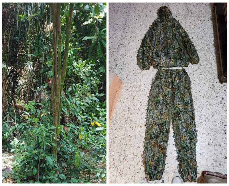 Ghillie Suit Hunting Outdoor CS Tactical Combat Clothes Set Adult 3D Leaves Bionic Camouflage Jacket Pants Glove ghillie suit