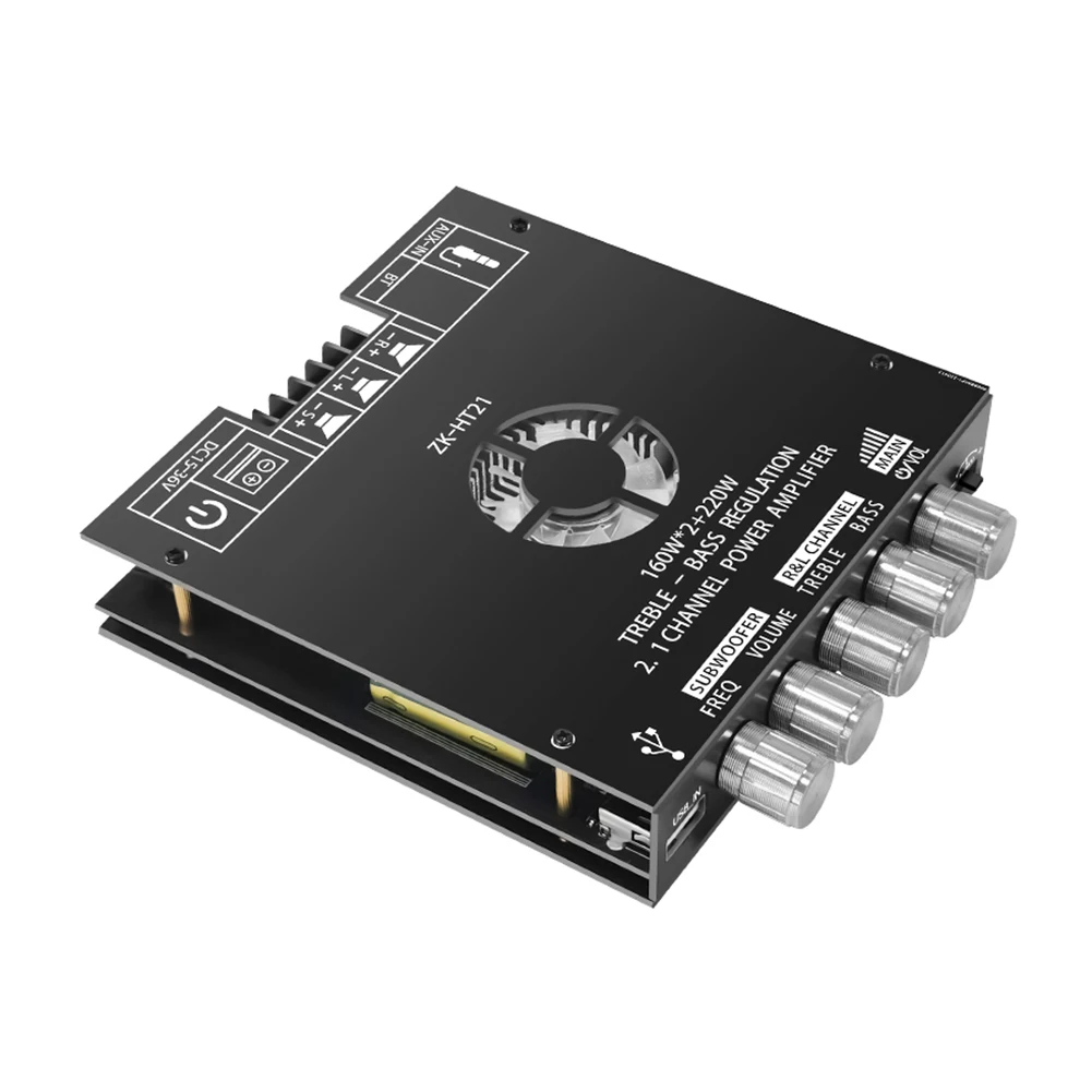ZK-HT21 오디오 파워 앰프 모듈, DC15-36V TDA7498E 앰프 보드 모듈, 160WX2 + 220W, 2.1 채널 하이파이 블루투스 호환