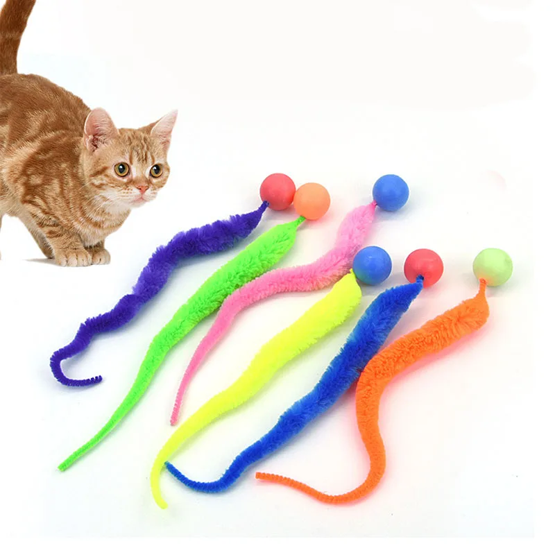 CatWormToyWigglyBallsCatToysCatChewingToysBouncyBallKitten