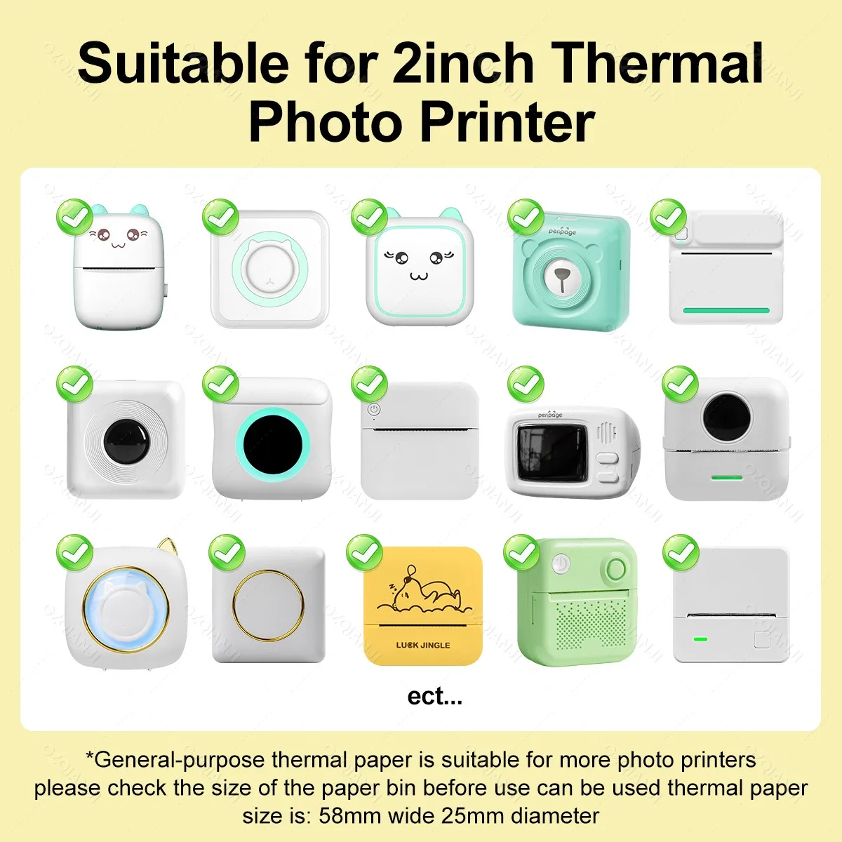 57mm 투명 스티커 사진 용지 미니 휴대용 무선 영수증 프린터 HD 인쇄용 투명 자체 접착 열전사 용지