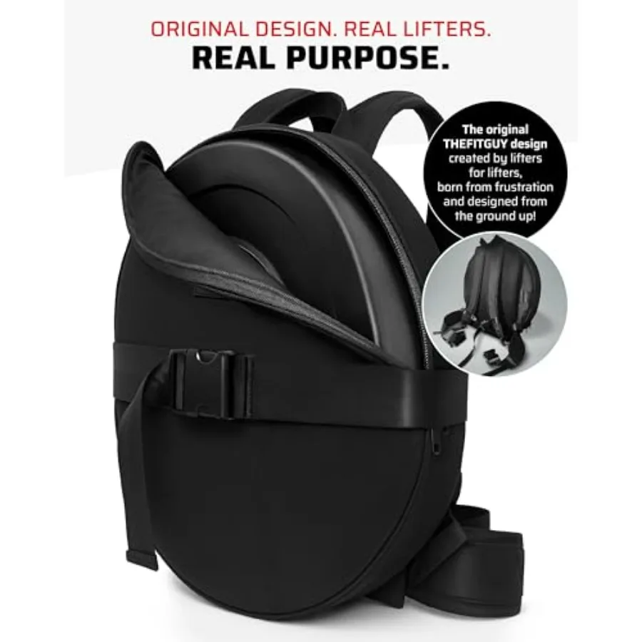 Weighted Backpack for Gym Weight Plate - for Pushups, Calf Raises, Squats, Wear on Back or Front, Fits Up to 17.5” Diameter, 2.5