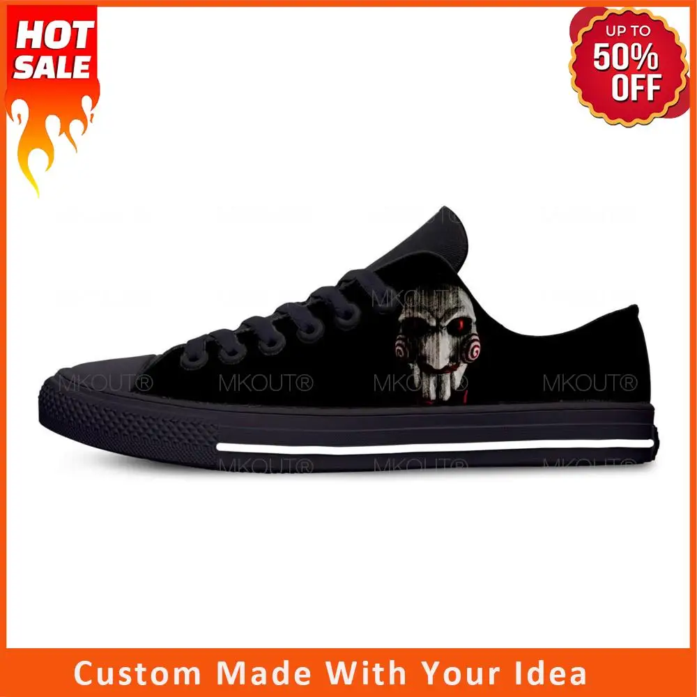 Hot Horror Spaventoso Halloween Saw Billy Puppet Jigsaw Scarpe Di Stoffa Casual Low Top Leggero Traspirante Stampa 3D Uomo Donna Sneakers