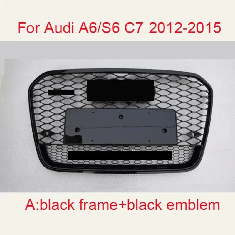 

For RS6 Style Front Sport Hex Mesh Honeycomb Hood Grill Black For Audi A6/S6 C7 2012 2013 2014 2015 Car-Styling Accessories