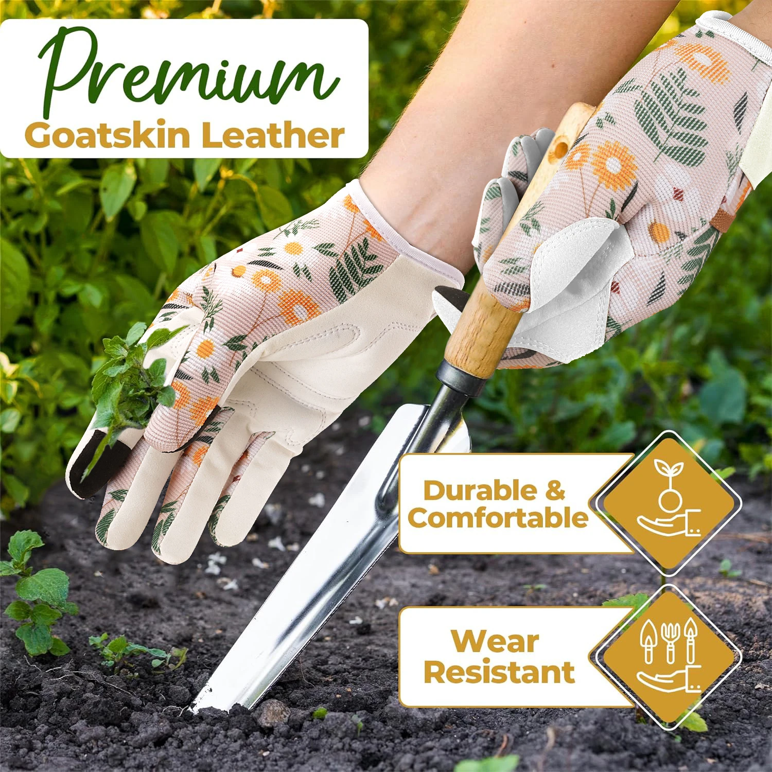 Gardening Gloves for Women Breathable Ladies Leather Garden Yard Gloves Best Gift for Gardeners - 3