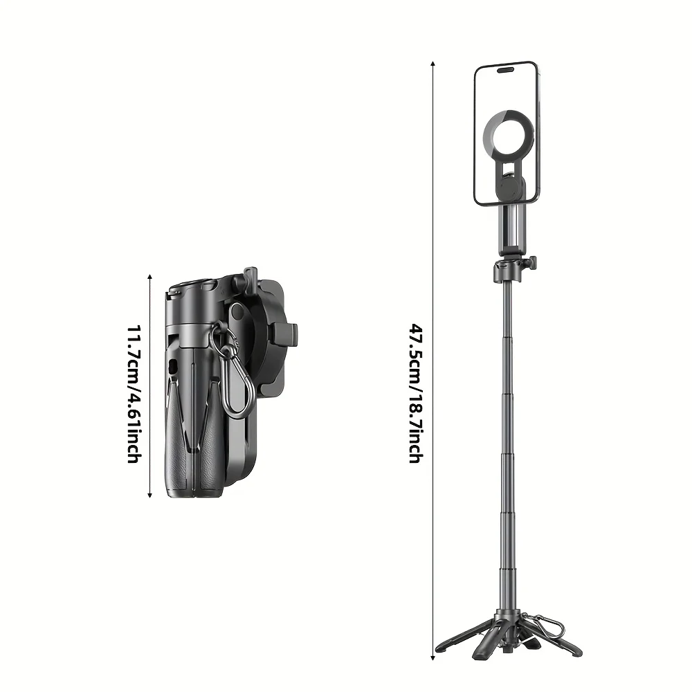 Faltbarer magnetischer Handyhalter & Selfie-Stick mit kabelloser Fernbedienung, 360° drehbare Halterung, kompatibel mit_voghion.com