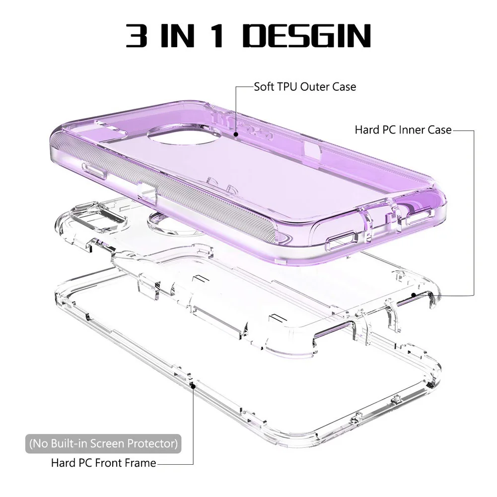 Military Level Heavy Duty Hard 3IN1 Transparent Shockproof For iPhone 14 13 11 15 16 Pro Max MINI X XR XSMAX SE 6 7 8Plus Case 2
