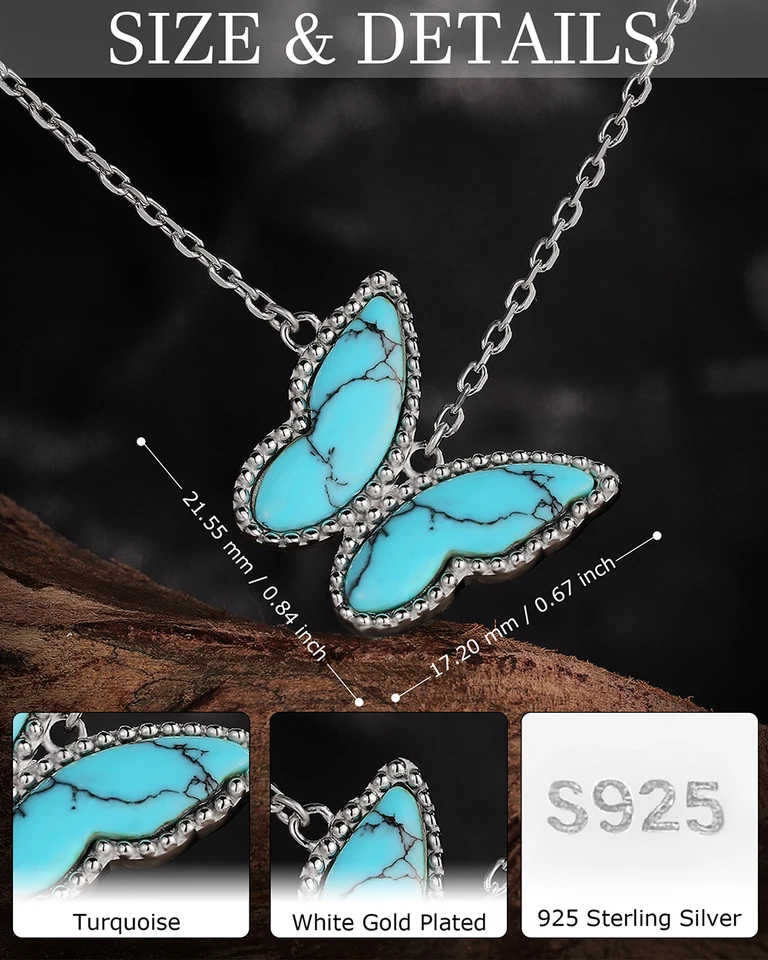 Collana Con Ciondolo A Farfalla E Cuore In Argento 925 E Moissanite 0,35 Ct, Personalizzabile, Animas Jewels