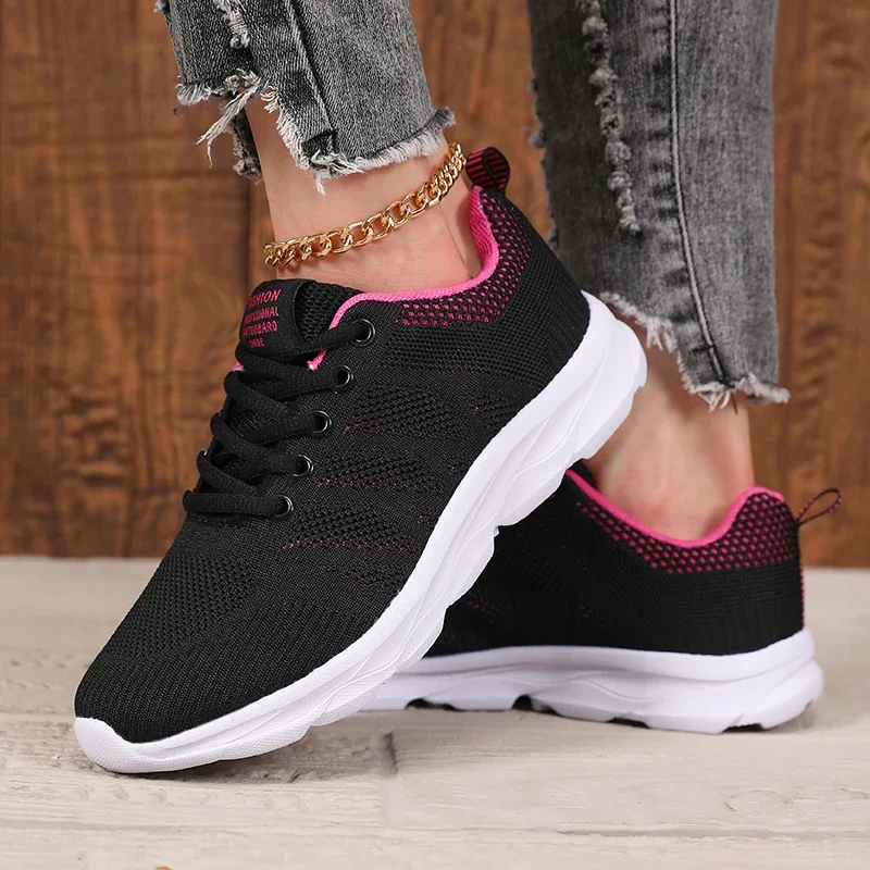 New Summer Women's Woven Mesh Shoes Stylish Minimalist Black Exquisite Sneakers Quick-Drying Anti-Skid Breathable Running Shoes
