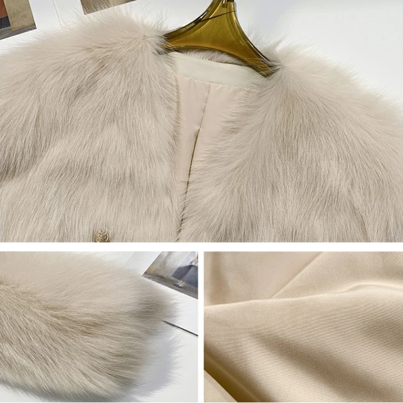 Women Imitation Fox Fur Coat 2024 Korean Fashion Button Patchwork Midi-Length Outwear All-Match Loose Plush Winter Jacket S-L