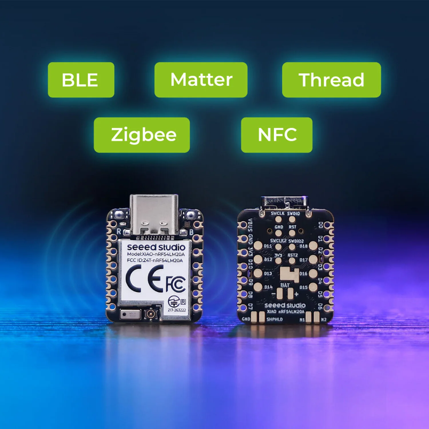 لوحة تطوير لاسلكية منخفضة الطاقة للغاية من سييد ستوديو XIAO nRF54LM20A مع تقنيات BLE 6.0، ماتر، ثريد، زيجبي