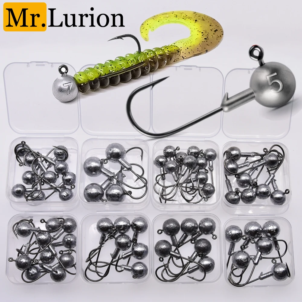 Têtes de jigging plombées rondes 1g à 20g pour leurres souples, hameçons pour crankbait et pêche verticale