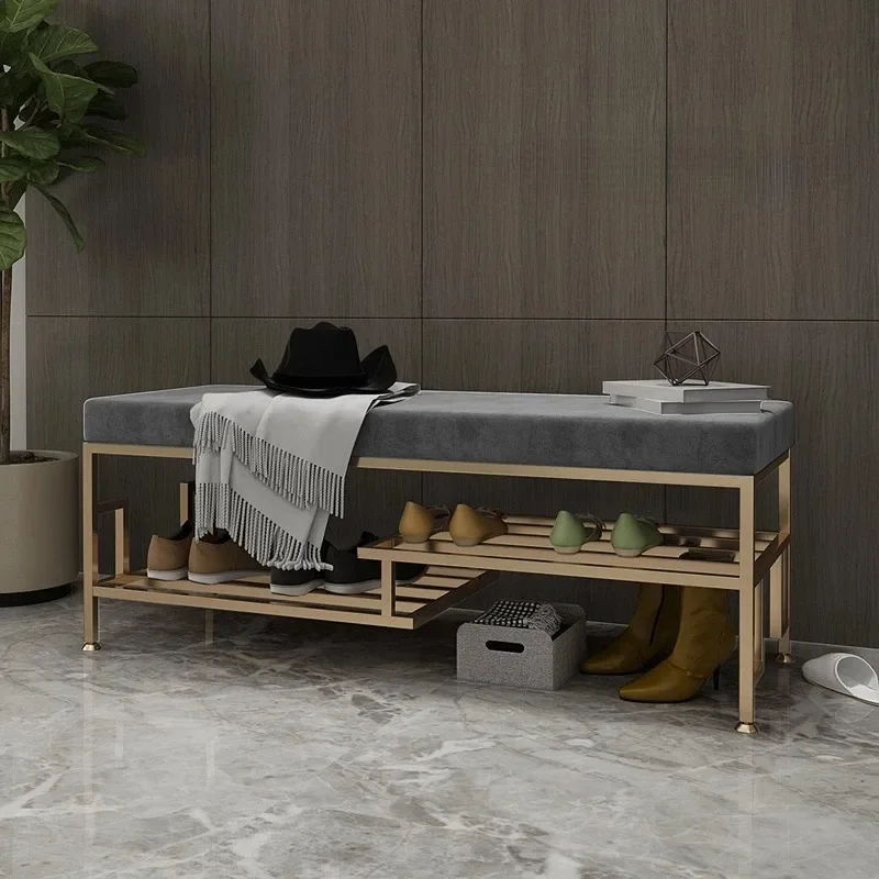 Super Soft Velvet Light Luxury Shoe Changing Stool Comfortable Cushion Home Doorway Seat Delicate Tread Line Nordic