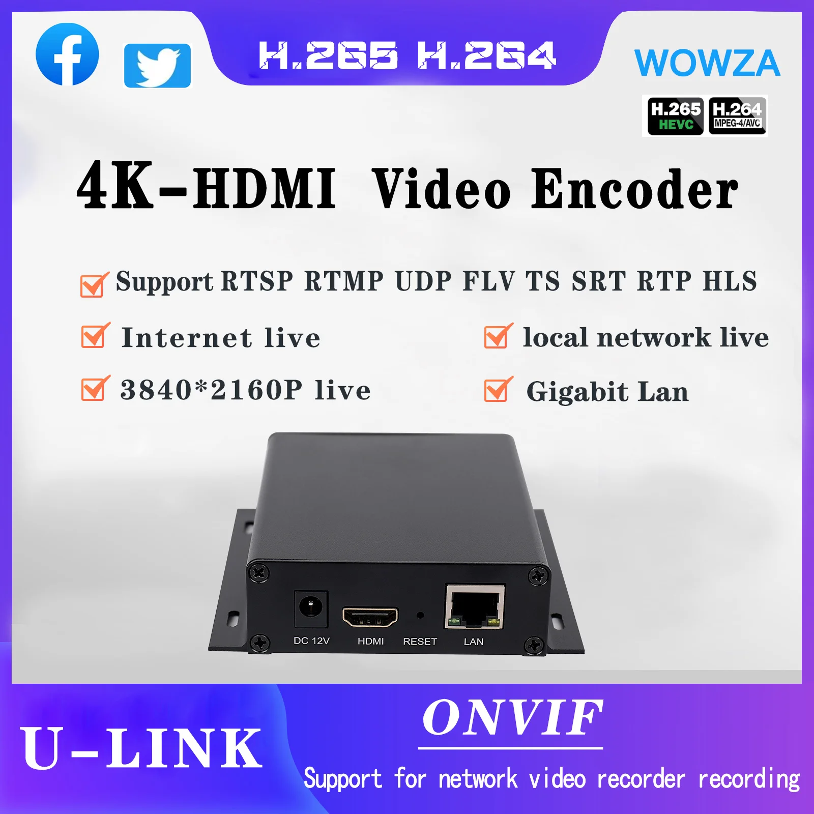 4K кодировщик ультра-четкости H264 высокочеткий сетевой Push HDMI к IP (HTTP/RTSP/RTMP/UDP/TS/HLS) IPTV TV фронтальное оборудование