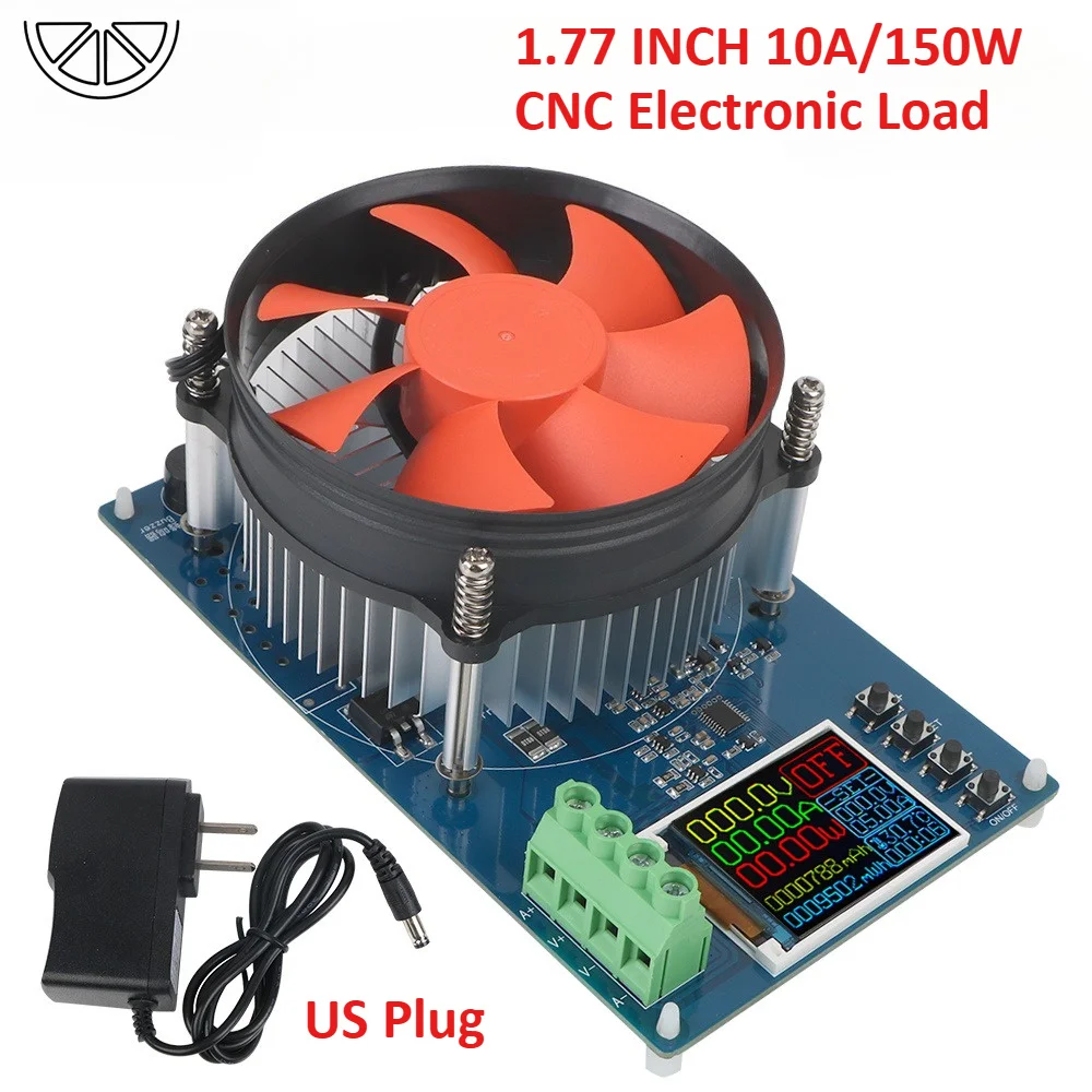 Carregador Eletrônico DC de 150W 10A com Plugue Americano, Testador de Bateria de Lítio de 4 Fios, Módulo de Teste Ajustável, Ferramenta de Monitoramento e Descarregador de Baterias